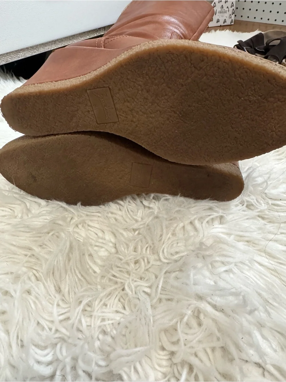 Zodiac Womens Iggy Wedge Boots Mid Calf 8.5 cognac